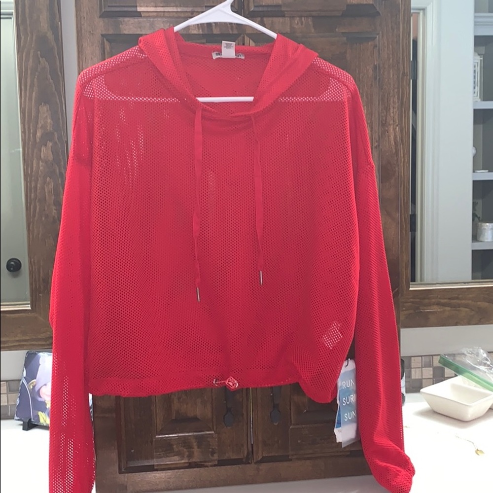 Mesh crop long sleeve shirt